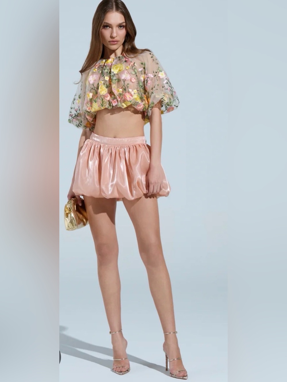 AKIRA Champagne Pink Bubble Skirt with built in shorts size medium